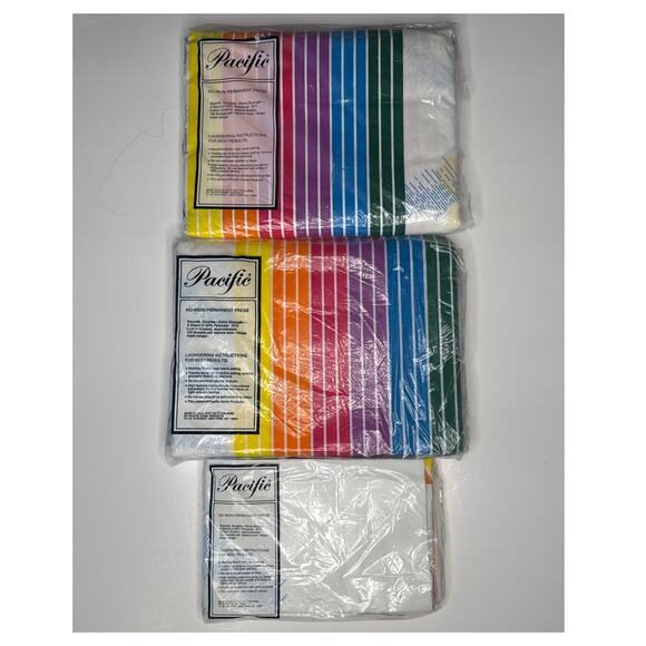 NWT 80s Pacific Canadian Sunset Rainbow & Clouds double sheet set LGBT Gay Pride - Picture 2 of 11